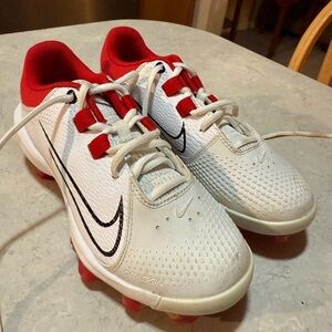 Nike White and Red Softball Cleats